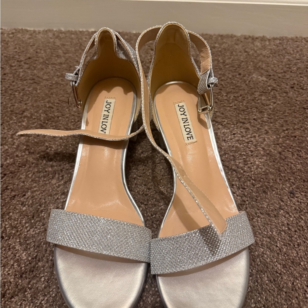 Joy In Love Silver Glitter Heels